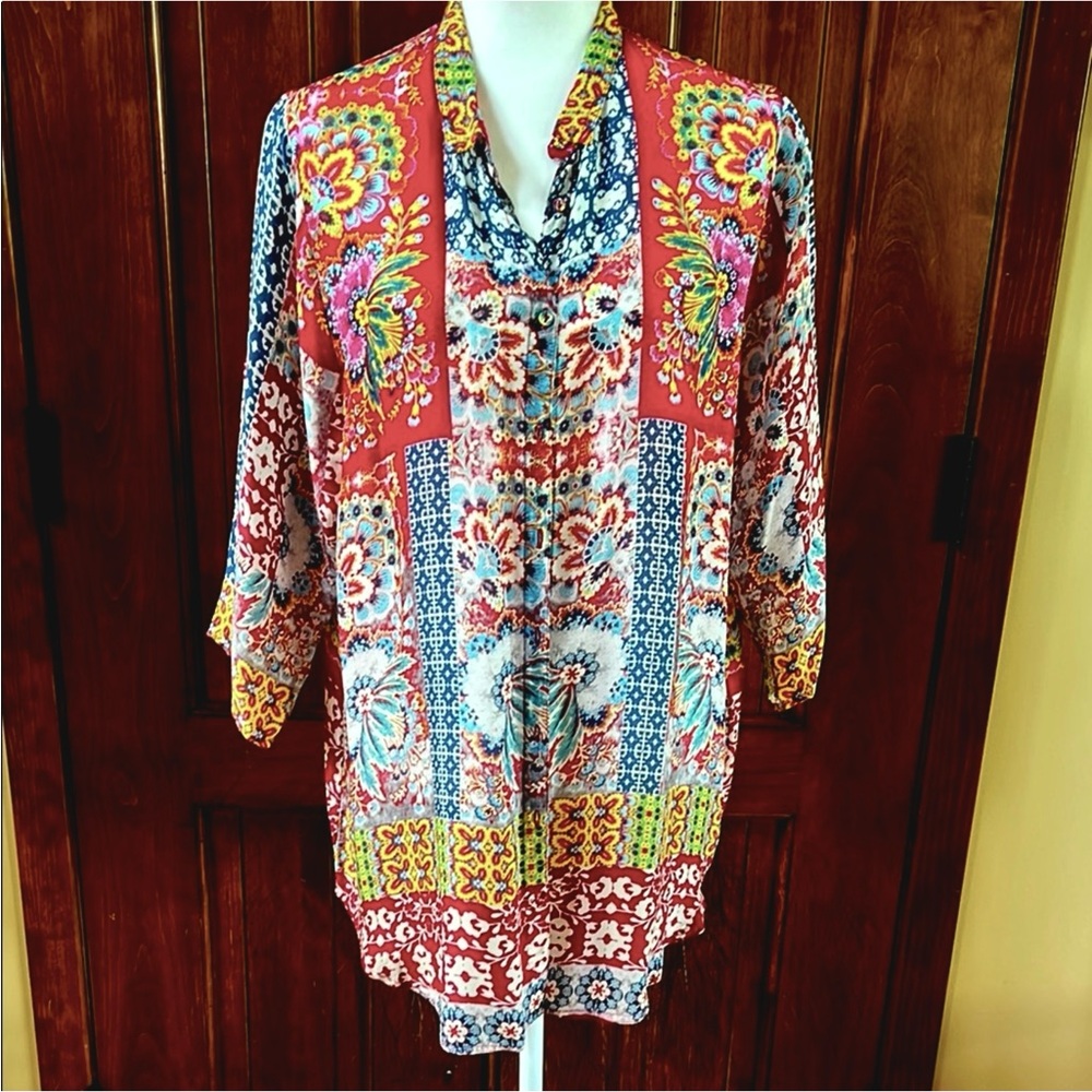 Johnny Was Multicolor Floral Tunic